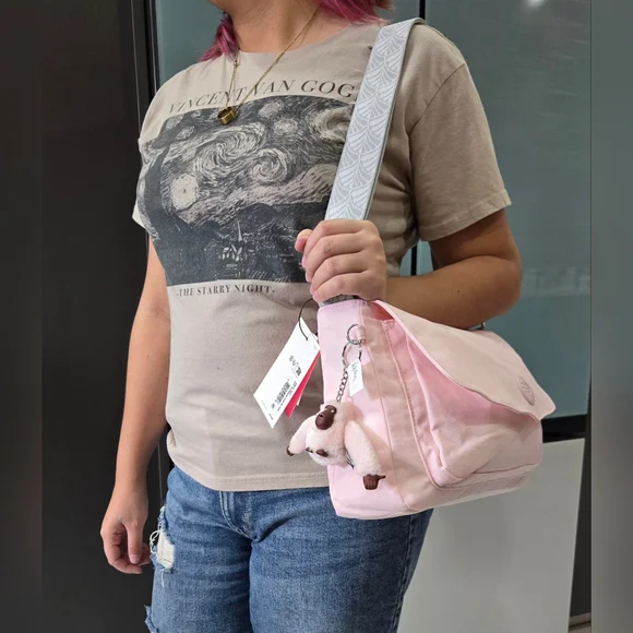 Kipling Bag Crossbody Shoulder Light Pink Monkey Keychain, NEW BAY - Picture 16 of 17